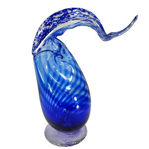 Blown Glass Ram Bighorn Sheep Wild Mountain Goat Ibex Blue 12" Art Figurine VTG
